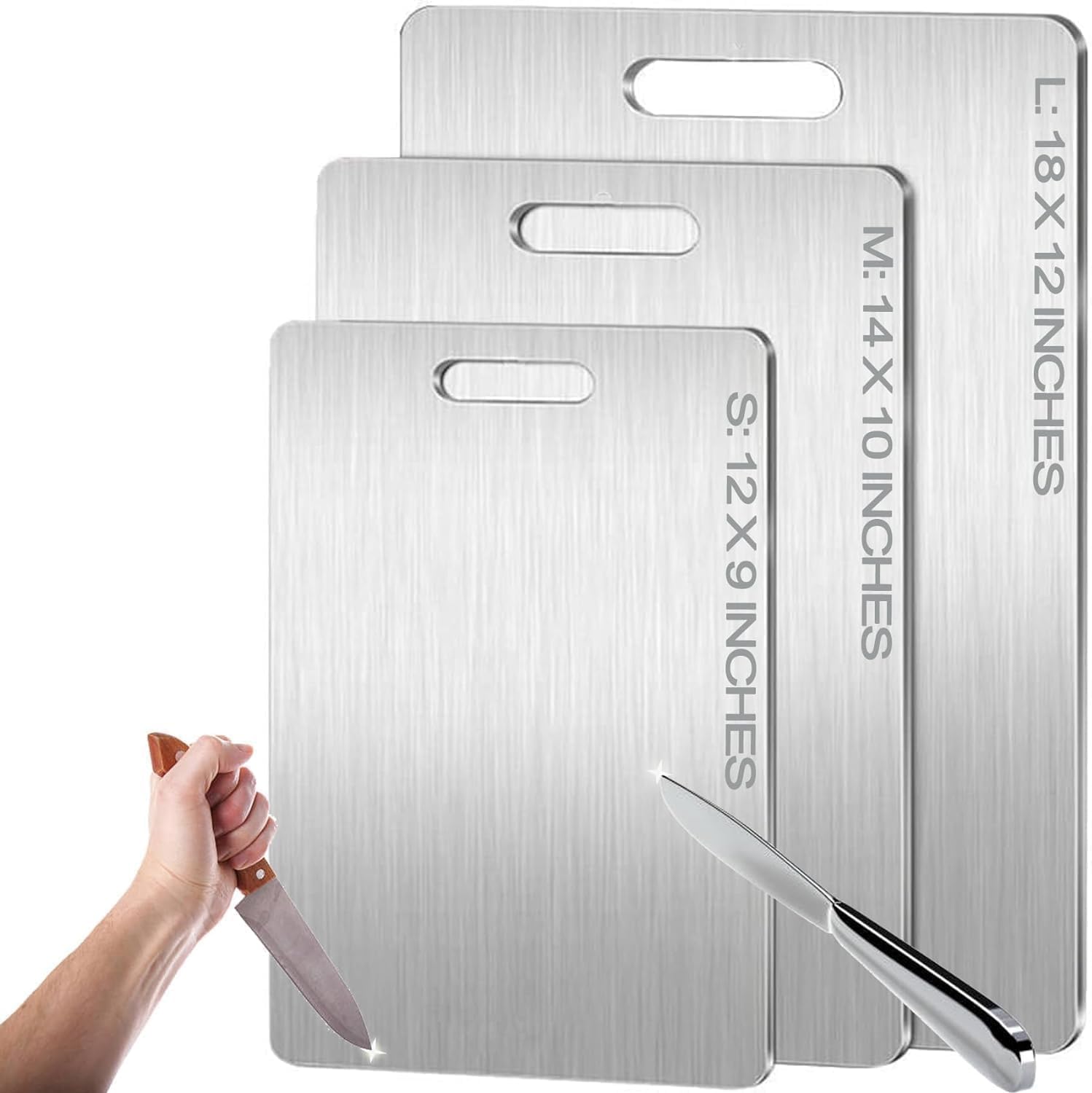 SUQ Upgrade Titanium cutting board front view for fruits and vegetables with non-absorbent surface