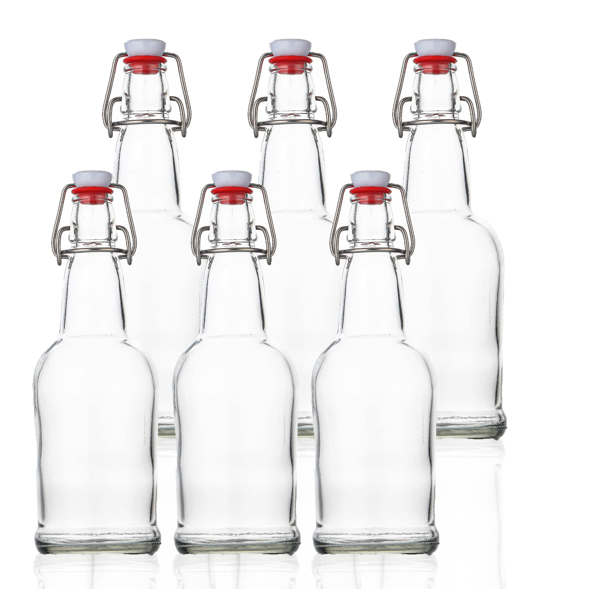 SureSave-USA clear glass bottle with swing cap ideal for carbonation and fresh pours.