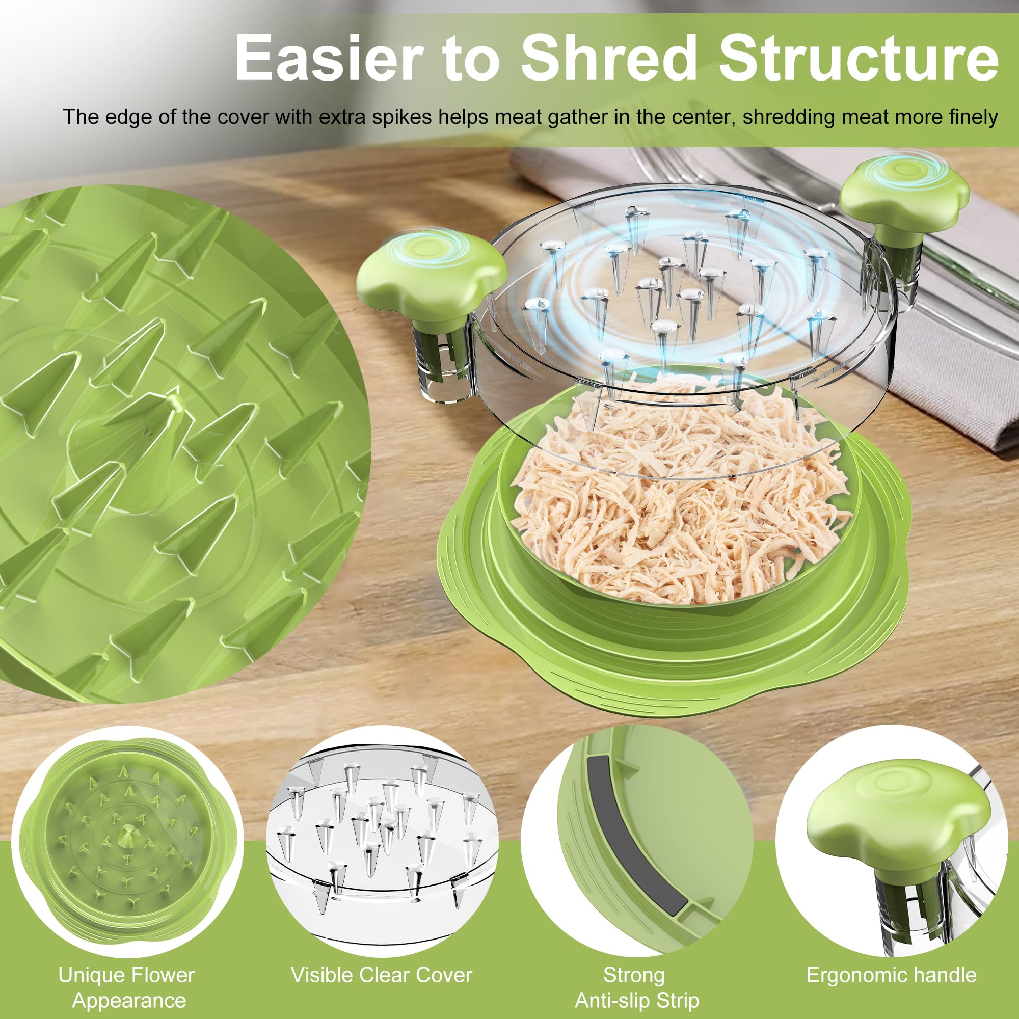 Suretivian chicken shredder anti-slip base keeps it steady during shredding.