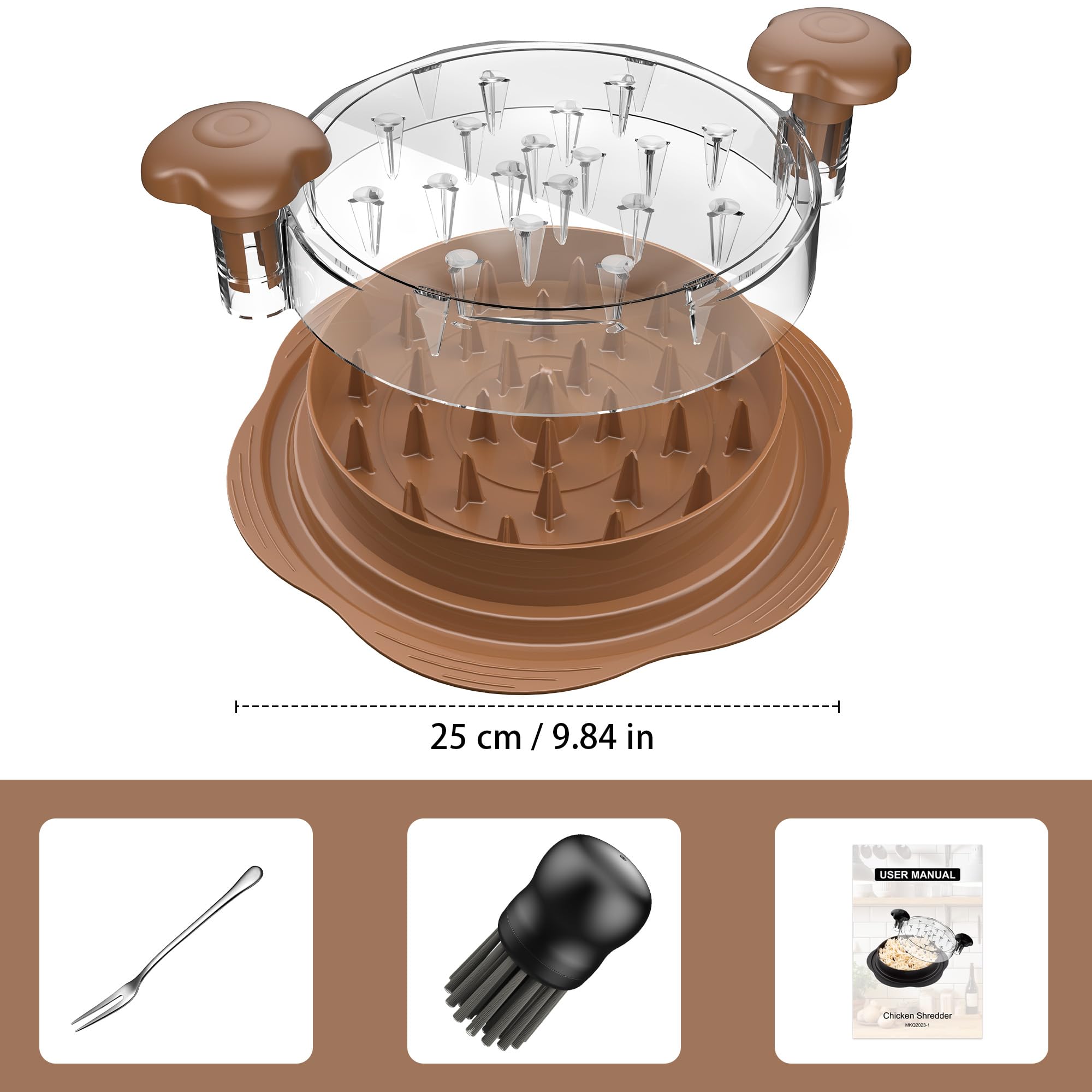 Brush and fork are included for thorough post-use cleaning.
