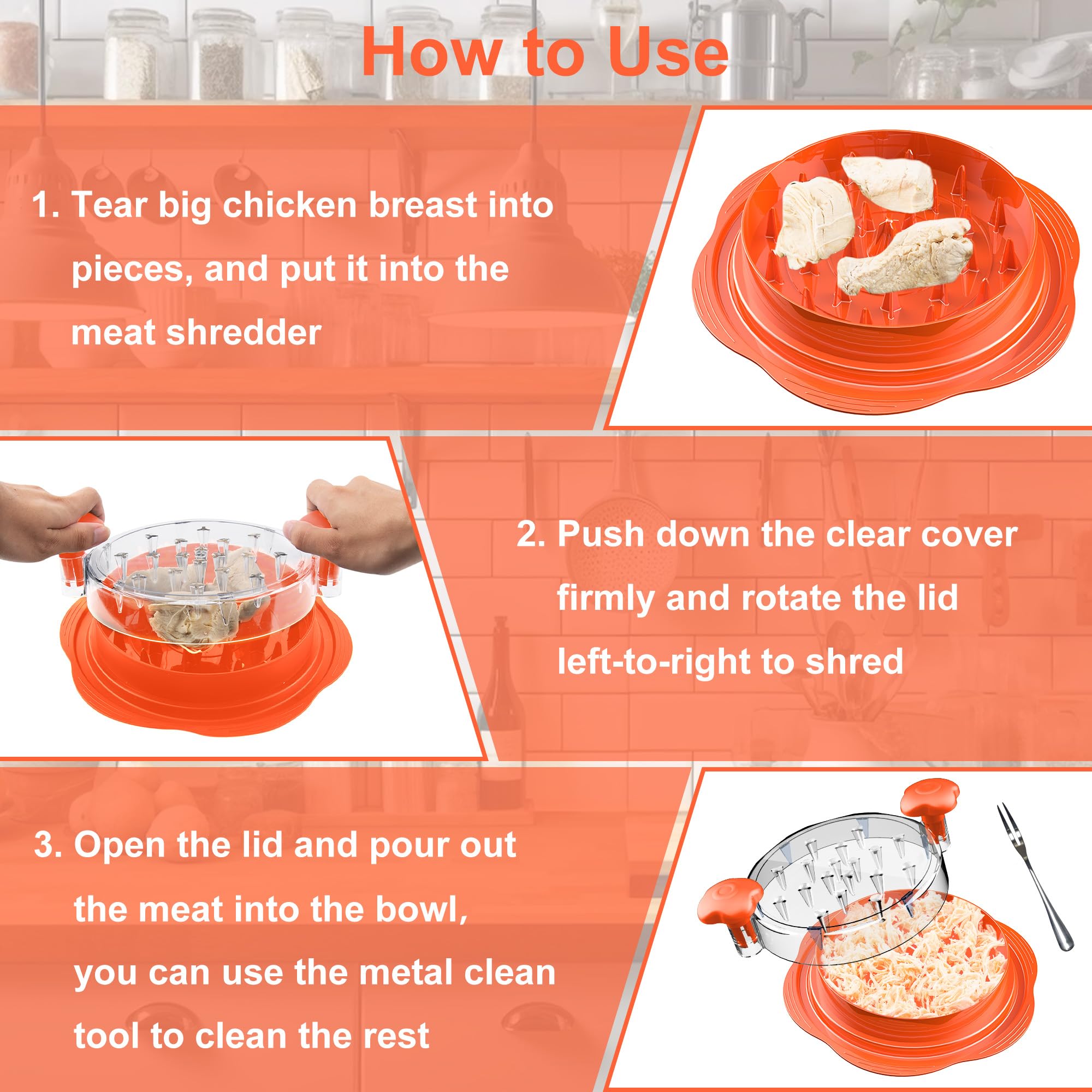 Suretivian versatile tool for chicken, pork, beef, and veggies.
