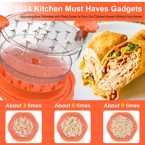 SURETIVIAN Chicken Shredder with transparent lid lets you monitor shredding progress.