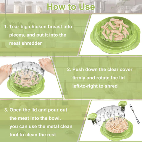 Suretivian chicken shredder transparent lid shows shredding progress.