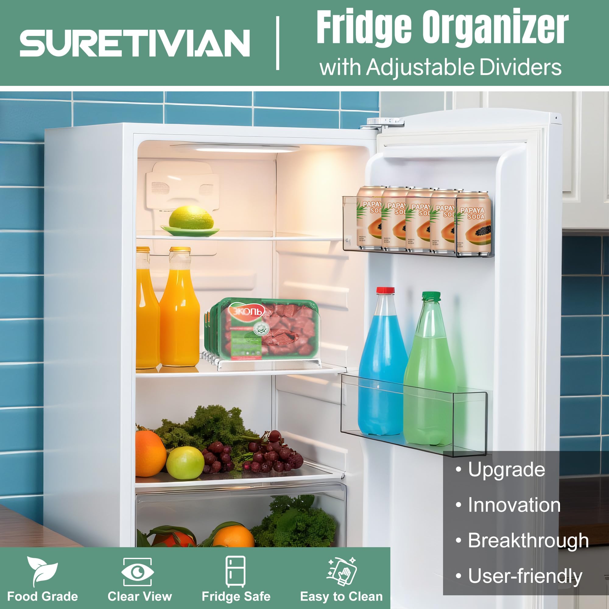 SURETIVIAN removable dividers create customized sections for snacks and frozen foods.
