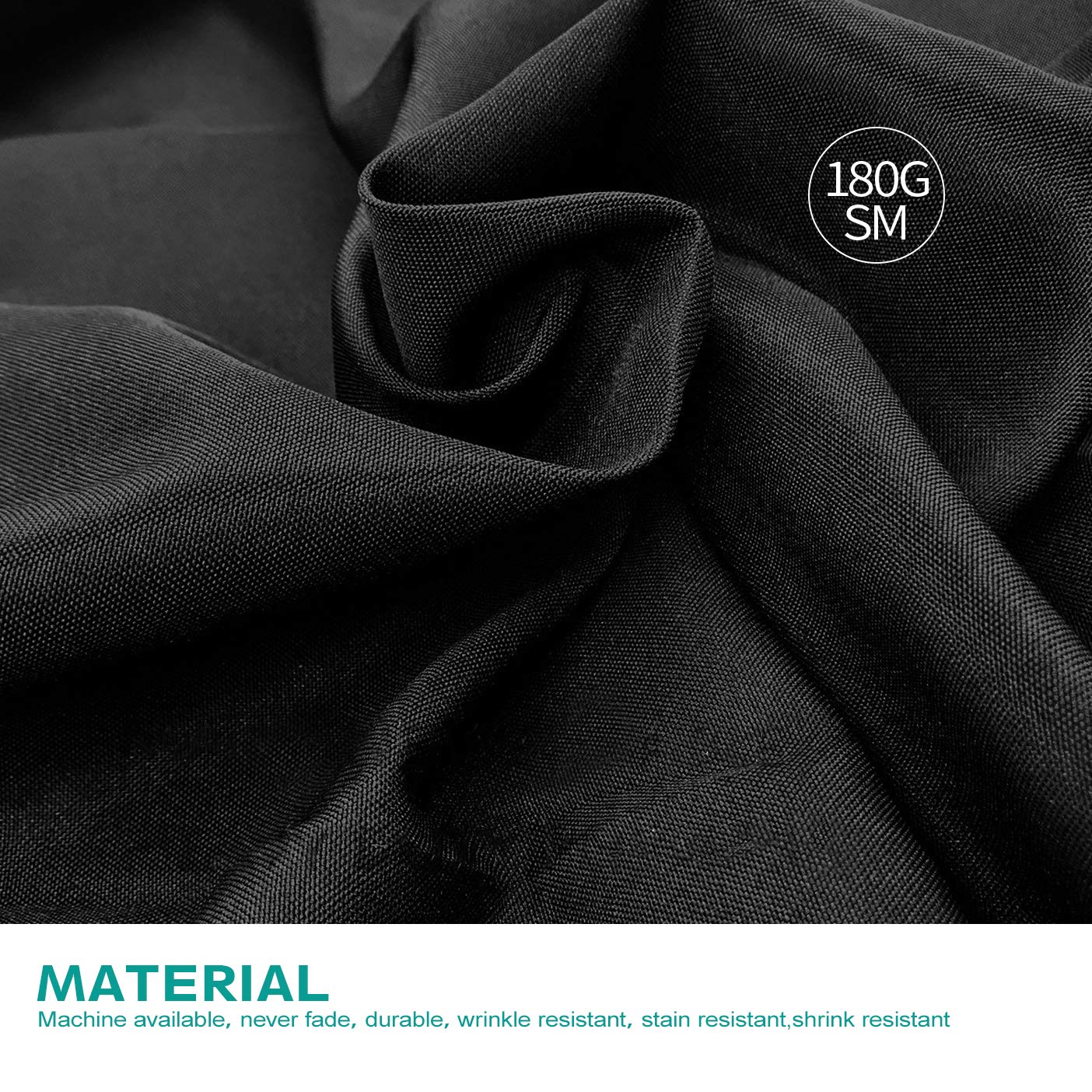 Close-up of Surmente fabric texture on a black tablecloth