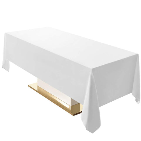 Surmente white rectangle tablecloth, 60x120, offers full coverage and elegant dining ambience