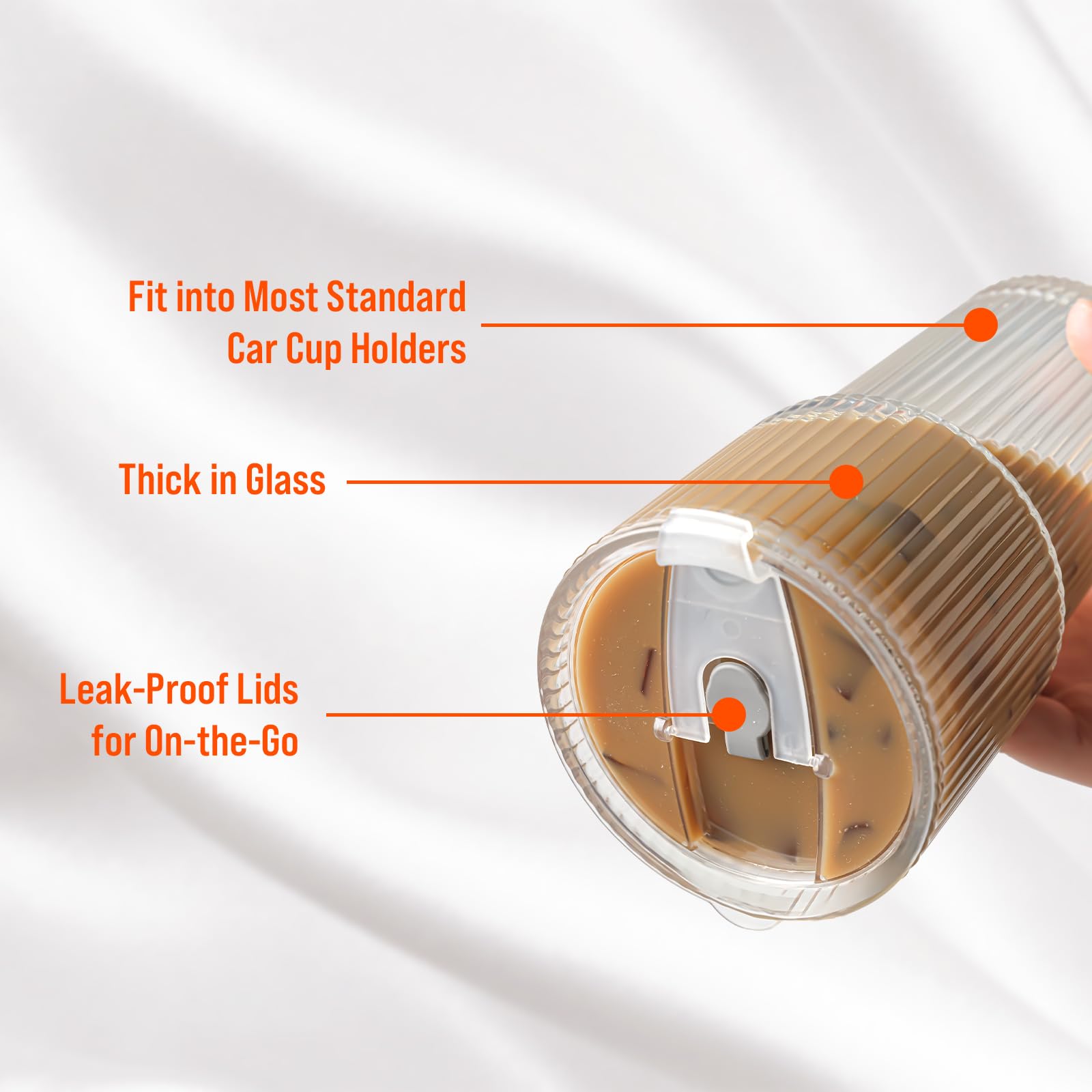 SUROQUE embossed ribbed glass tumbler design with grip appeal