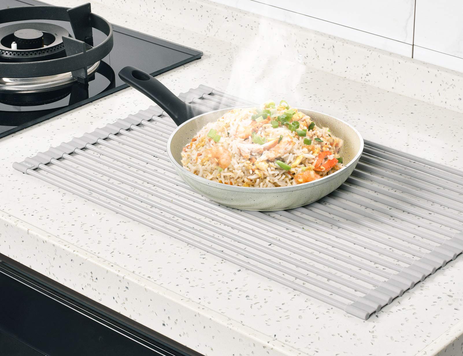 Surpahs Roll-Up Dish Drying Rack doubles as a cooling rack for baked goods