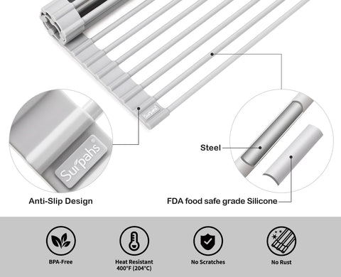 Surpahs Roll-Up Rack provides extra room for larger pots and pans during busy evenings