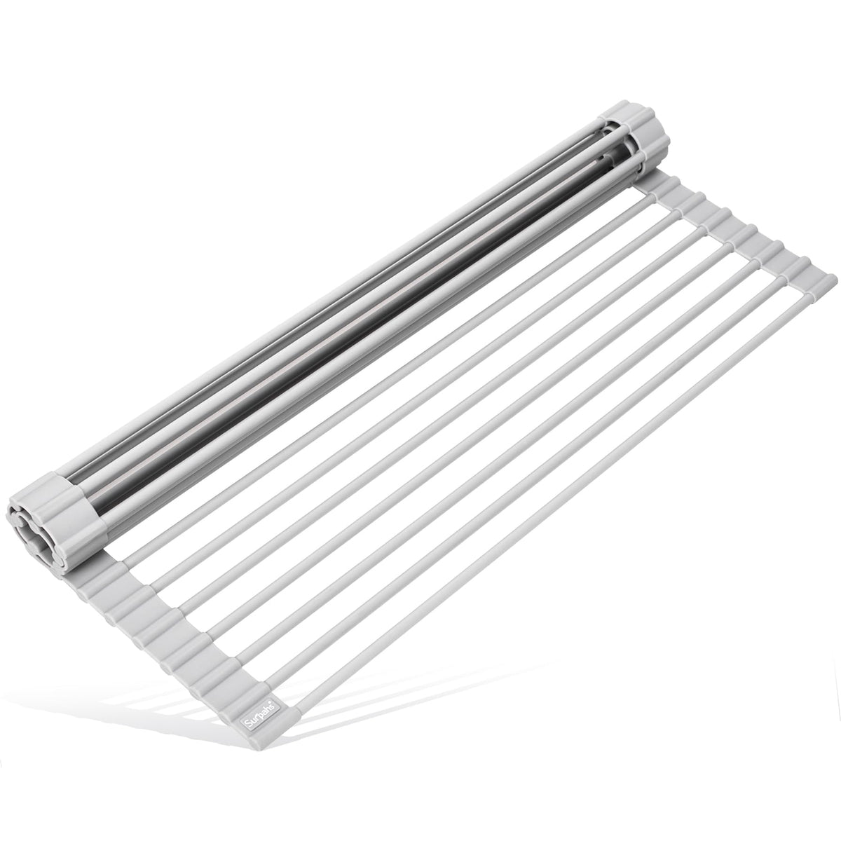 Surpahs roll-up rack over sink showing wide sink compatibility for air-drying dishes.