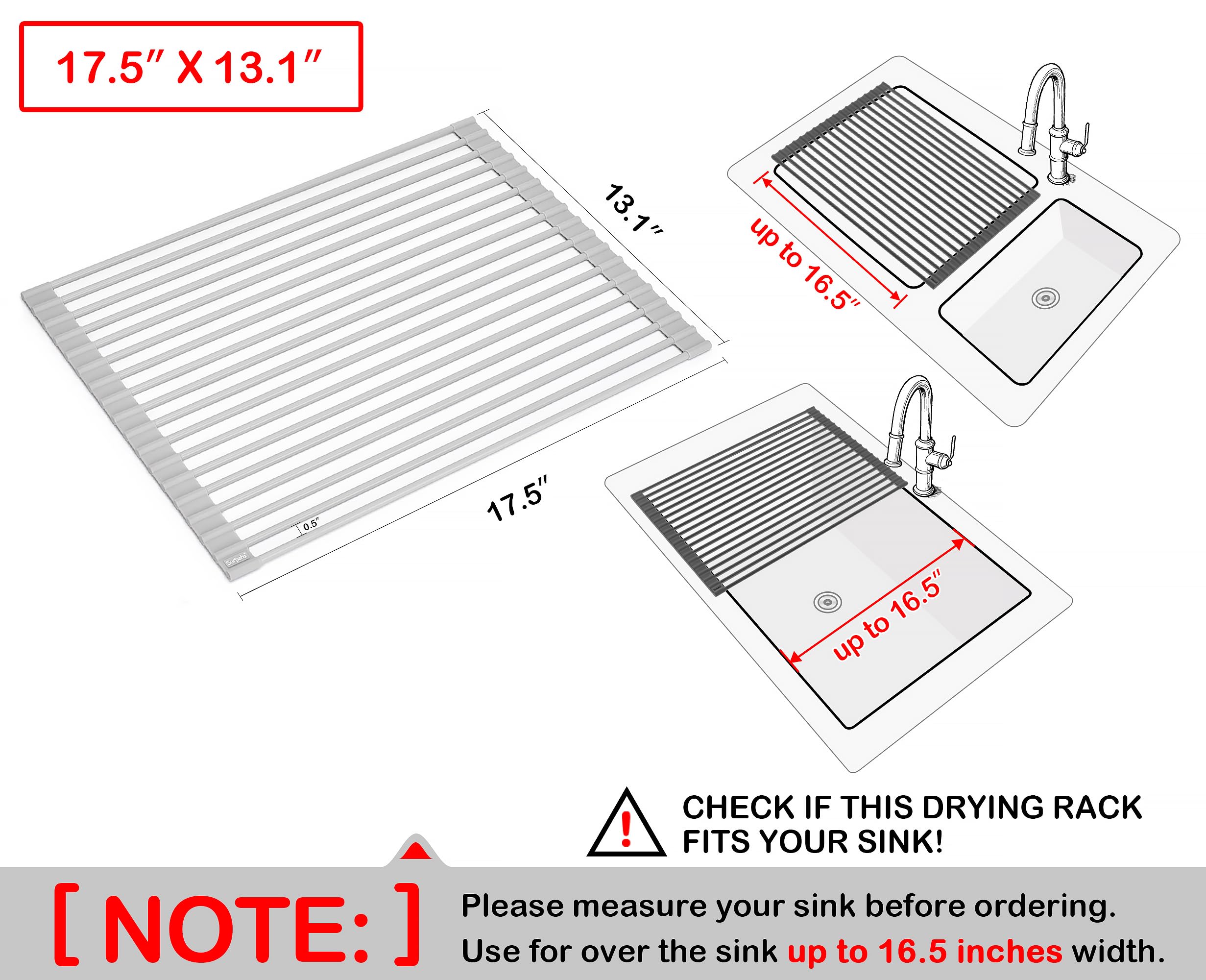 Surpahs roll-up rack with silicone-coated frame highlighting durability and non-slip surface.