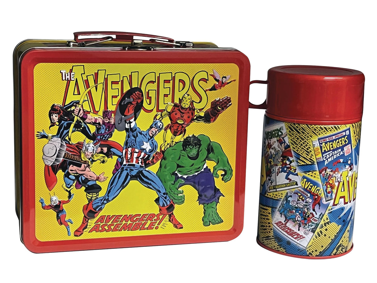 Surreal Entertainment Avengers Assemble lunchbox front art showcases retro Marvel panels for stylish meals