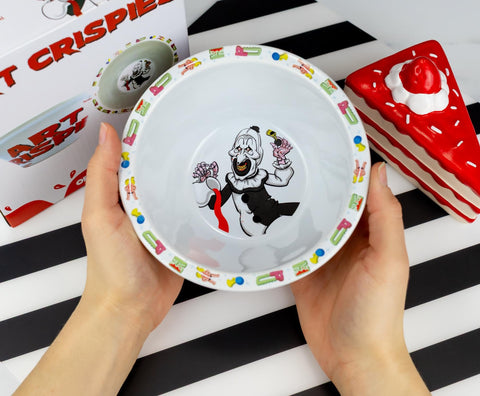 Surreal Entertainment Terrifier 2 Art Crispies bowl with blood-red storytelling vibe