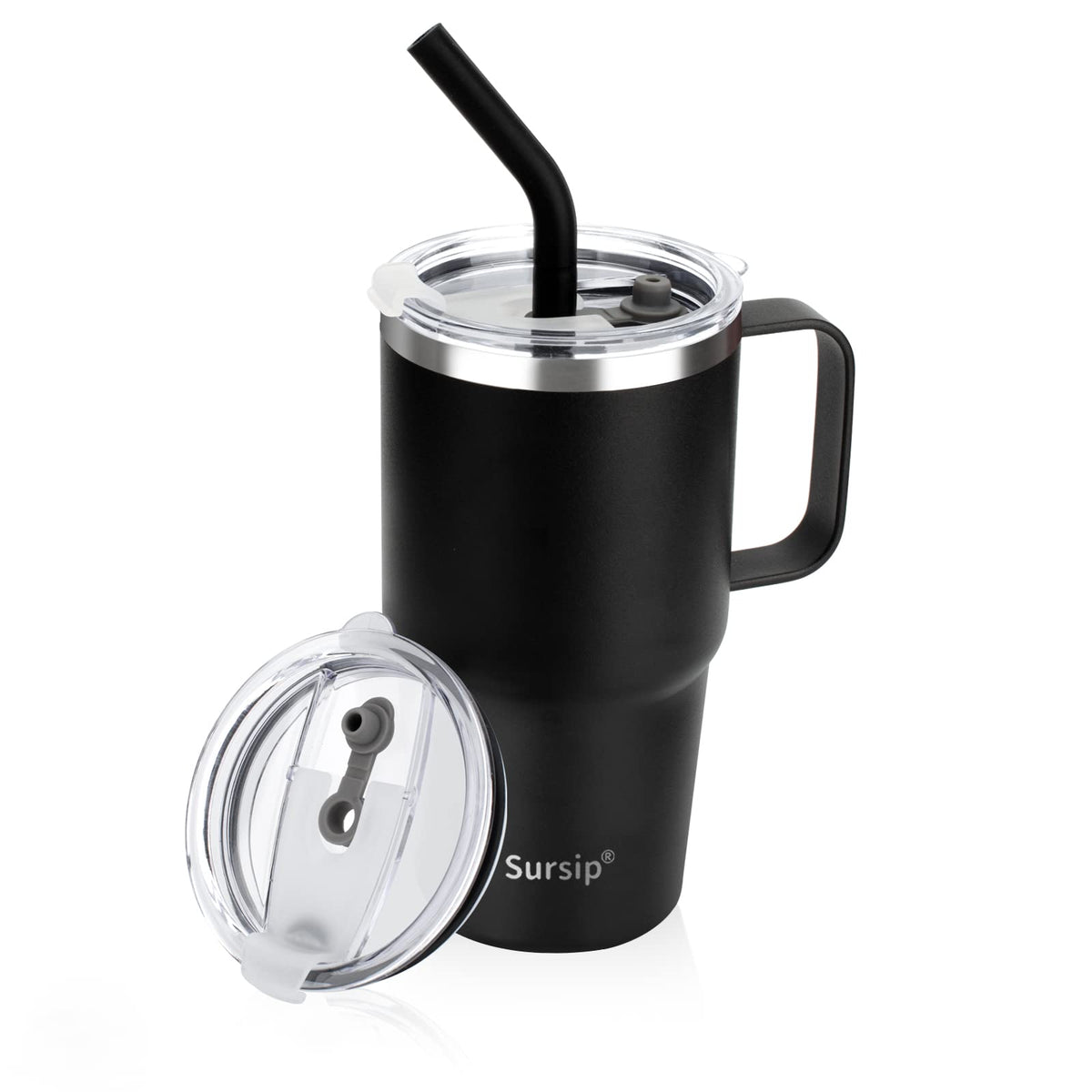 Sursip 24oz insulated cup with handle showing double-wall design for temperature control