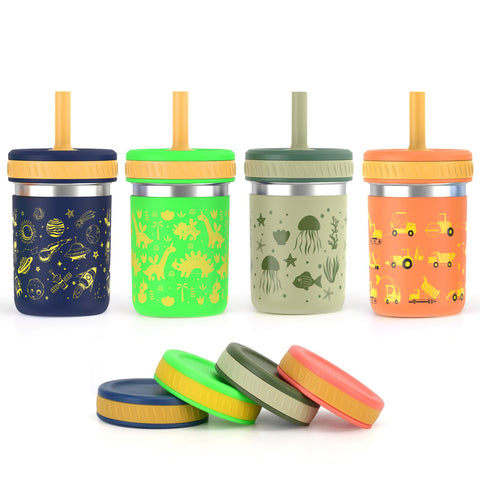 Sursip 10 oz kids cup with silicone sleeve, easy grip for toddlers during meals and travel.