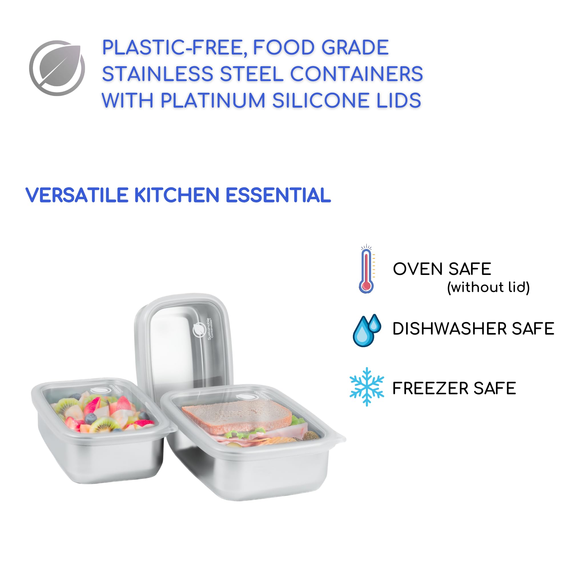 Sustainable Containables 40 oz stainless steel container for family meals.
