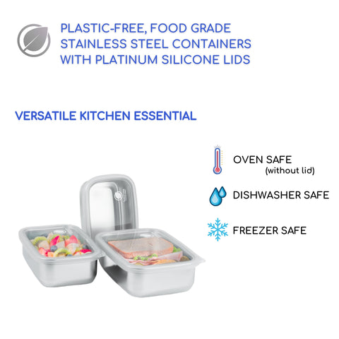 Sustainable Containables 40 oz stainless steel container for family meals.