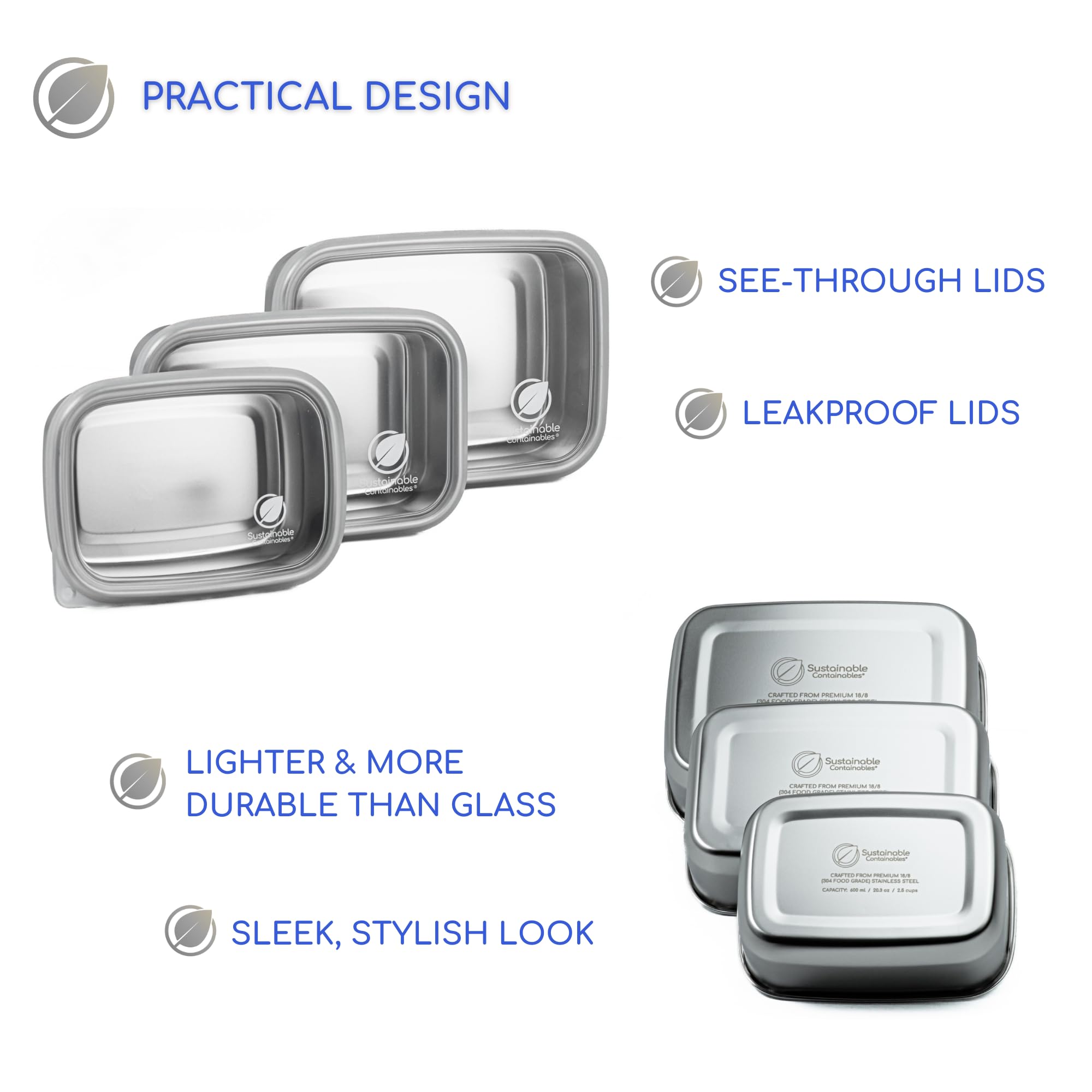 Sustainable Containables airtight seal prevents leaks for safe transport.