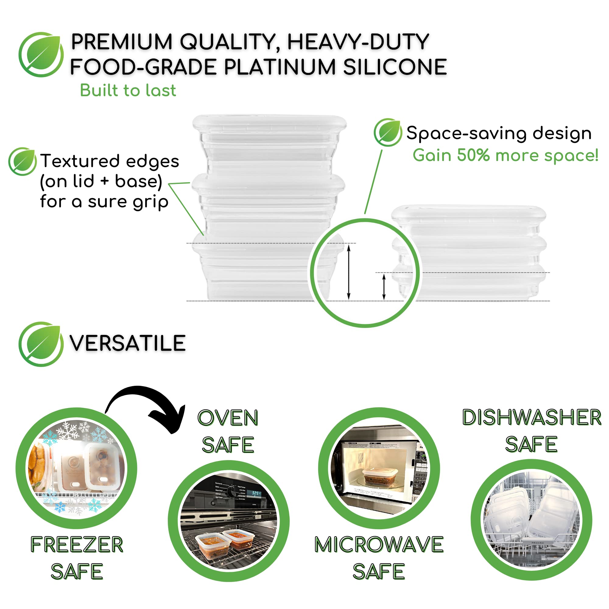 Sustainable Containables LFGB-certified silicone ensures quality.