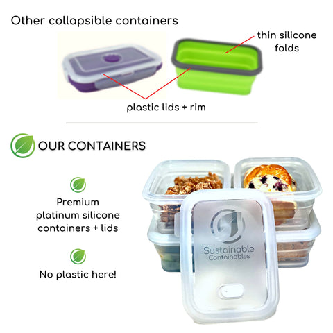 Sustainable Containables platinum silicone shows clear, durable walls.