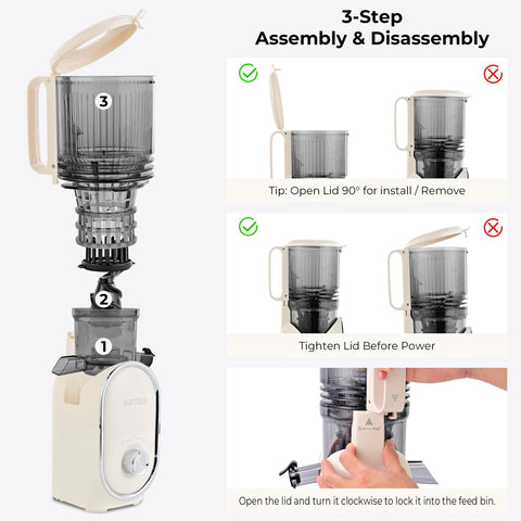 SUSTEAS juicer safety with one-button operation for family-friendly use.