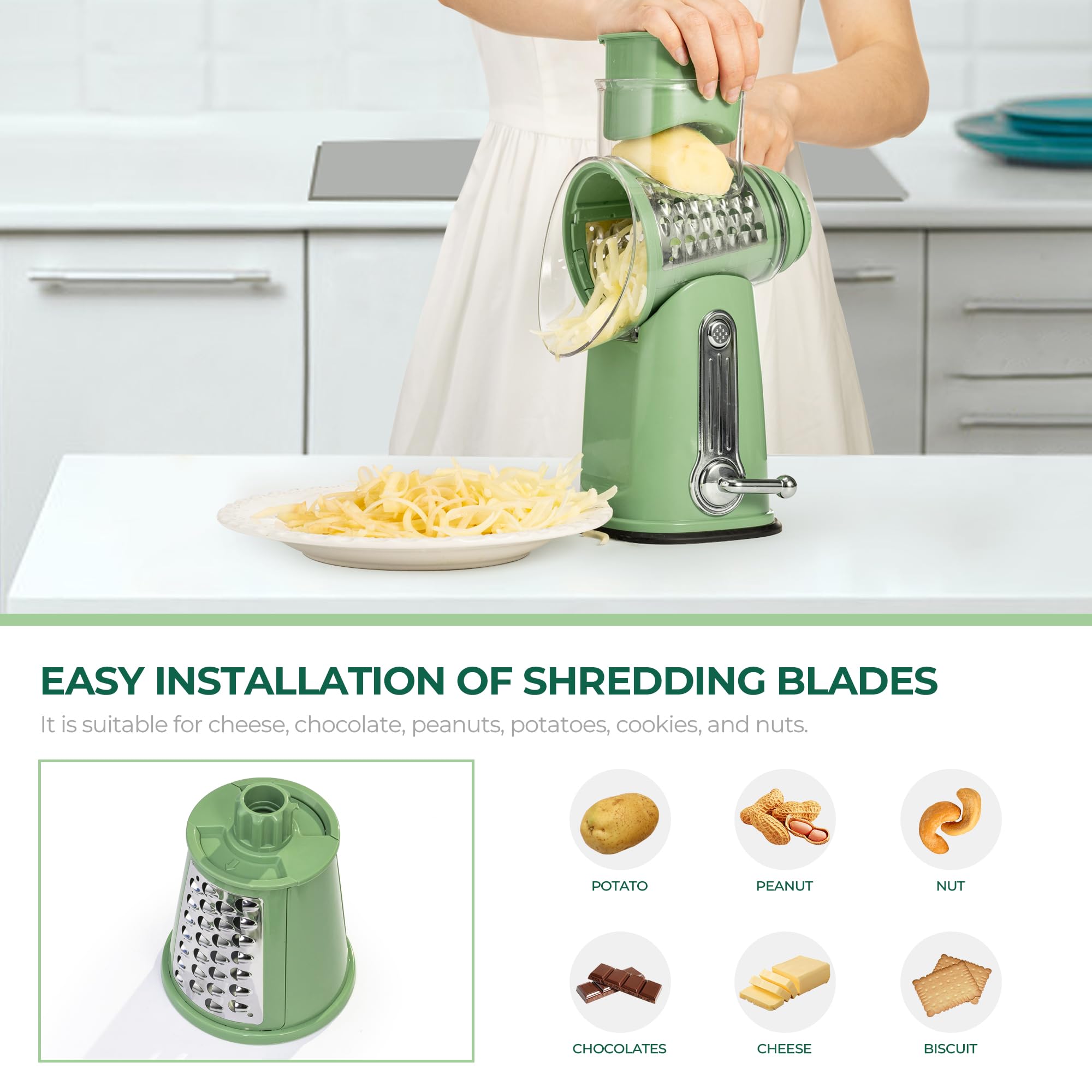 SUSTEAS mandoline slicer provides precise thickness and smooth ingredient flow