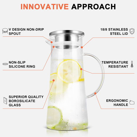 SUSTEAS pitcher ergonomic handle for comfortable pouring.