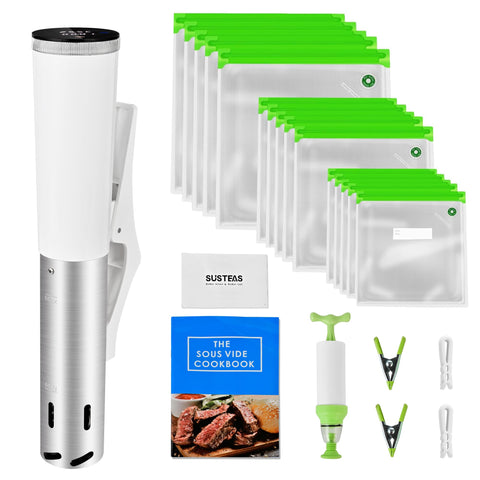 SUSTEAS Sous Vide Cooker 1200W front view showing compact precision