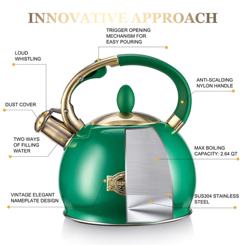 SUSTEAS push-button lid kettle enabling quick, controlled pouring.