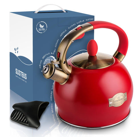 SUSTEAS red stainless steel body with BPA-free design.