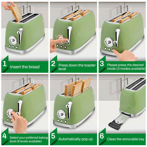 SUSTEAS Toaster 1.6-inch slots fit thick bread and bagels.