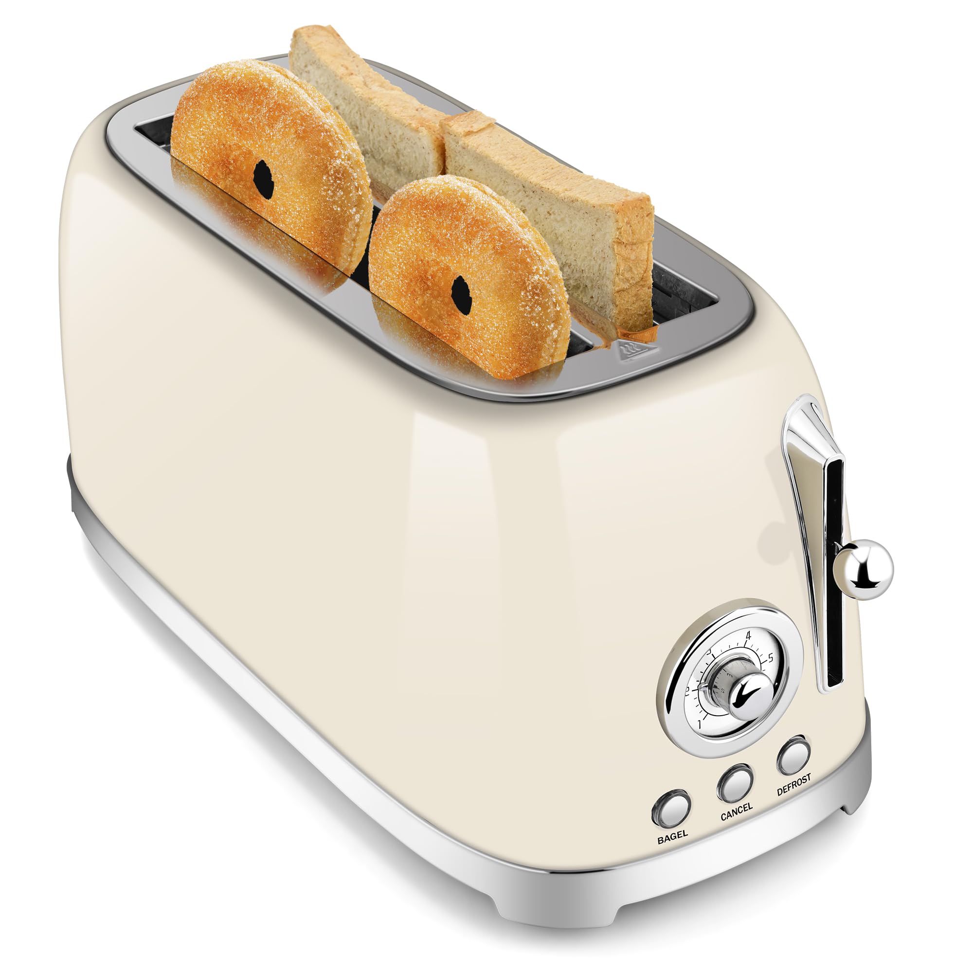 SUSTEAS Toaster 4-Slice wide-slot front view enabling even browning