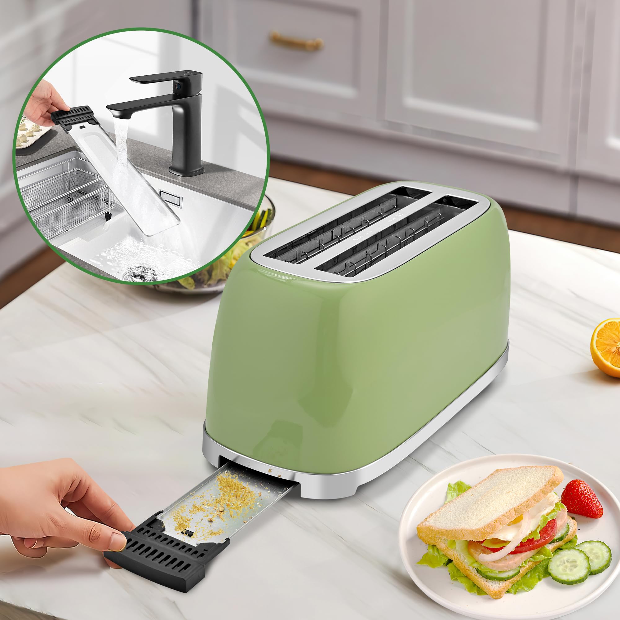 SUSTEAS Toaster auto-lift and even browning across slices.