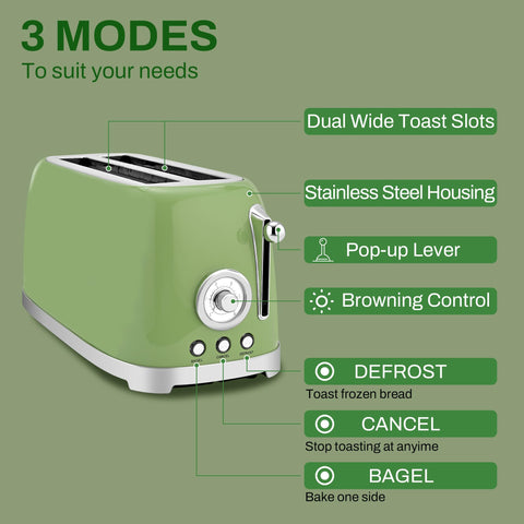 SUSTEAS Toaster shows blue LED indicators for browning choices.