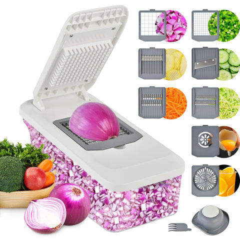 SUSTEAS Vegetable Chopper with 6 blades for quick, versatile prep.