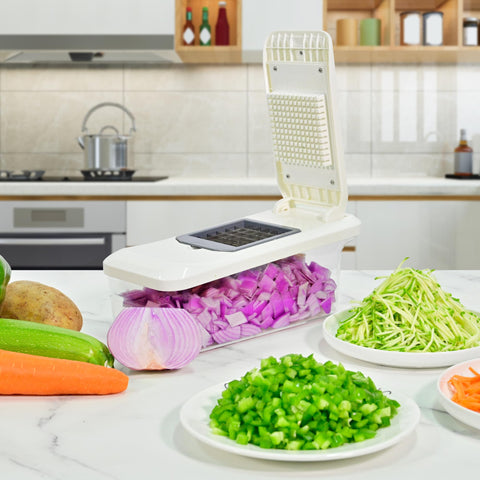 SUSTEAS Vegetable Chopper Easy Cleaning with detachable parts and brush.