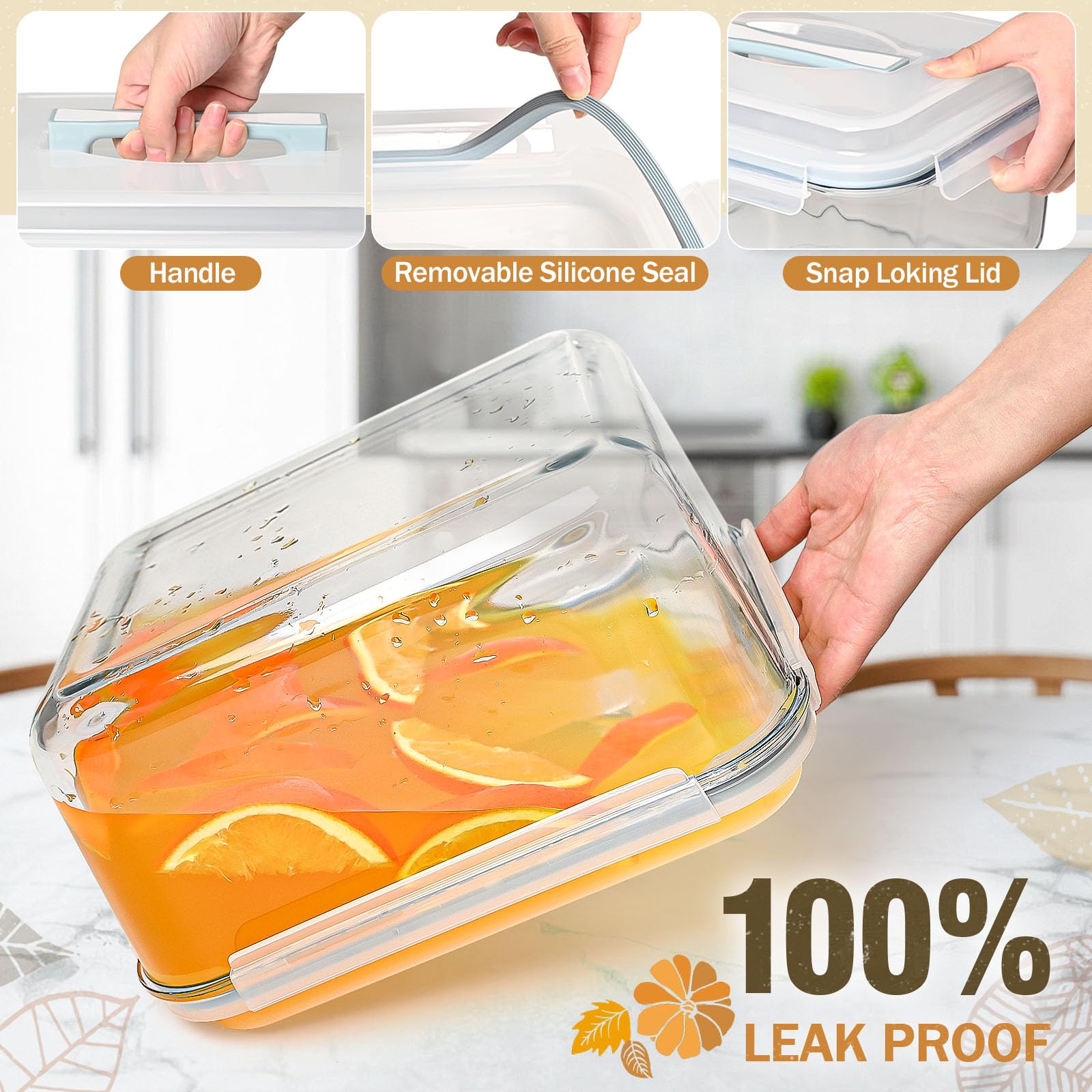 Susukkie 200oz borosilicate glass container offers durable, leakproof storage.