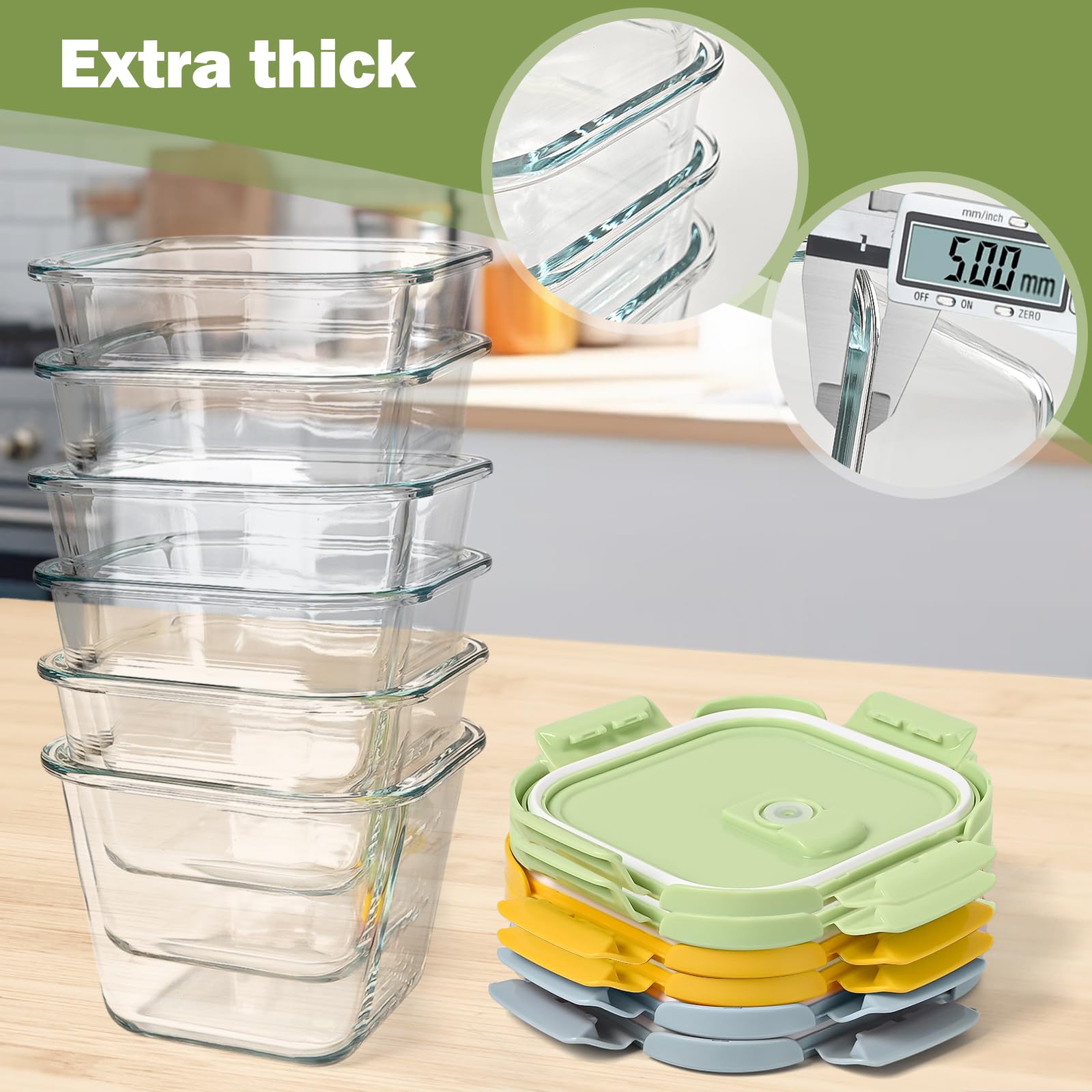 Susukkie crystal-clear glass container offers quick content identification in the fridge.