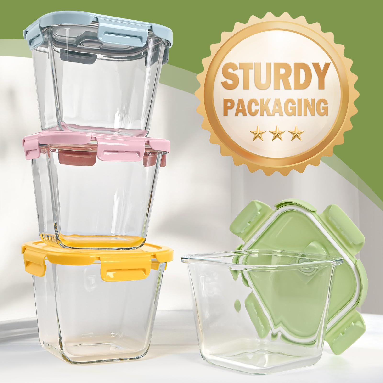 Susukkie glass ice cream container displays transparent design for easy portioning.