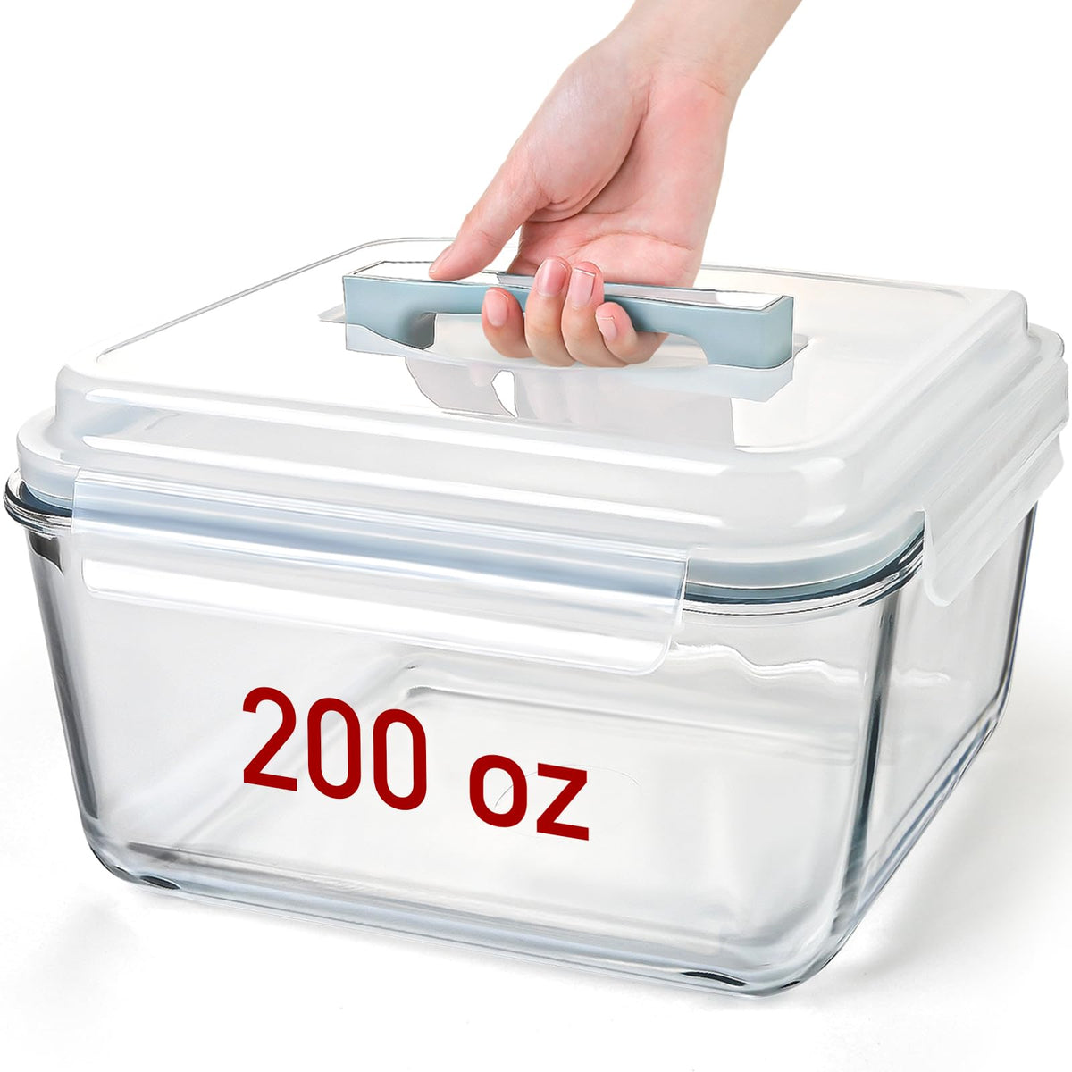 Susukkie XL glass container with lid for rotisserie chicken keeps juices sealed.