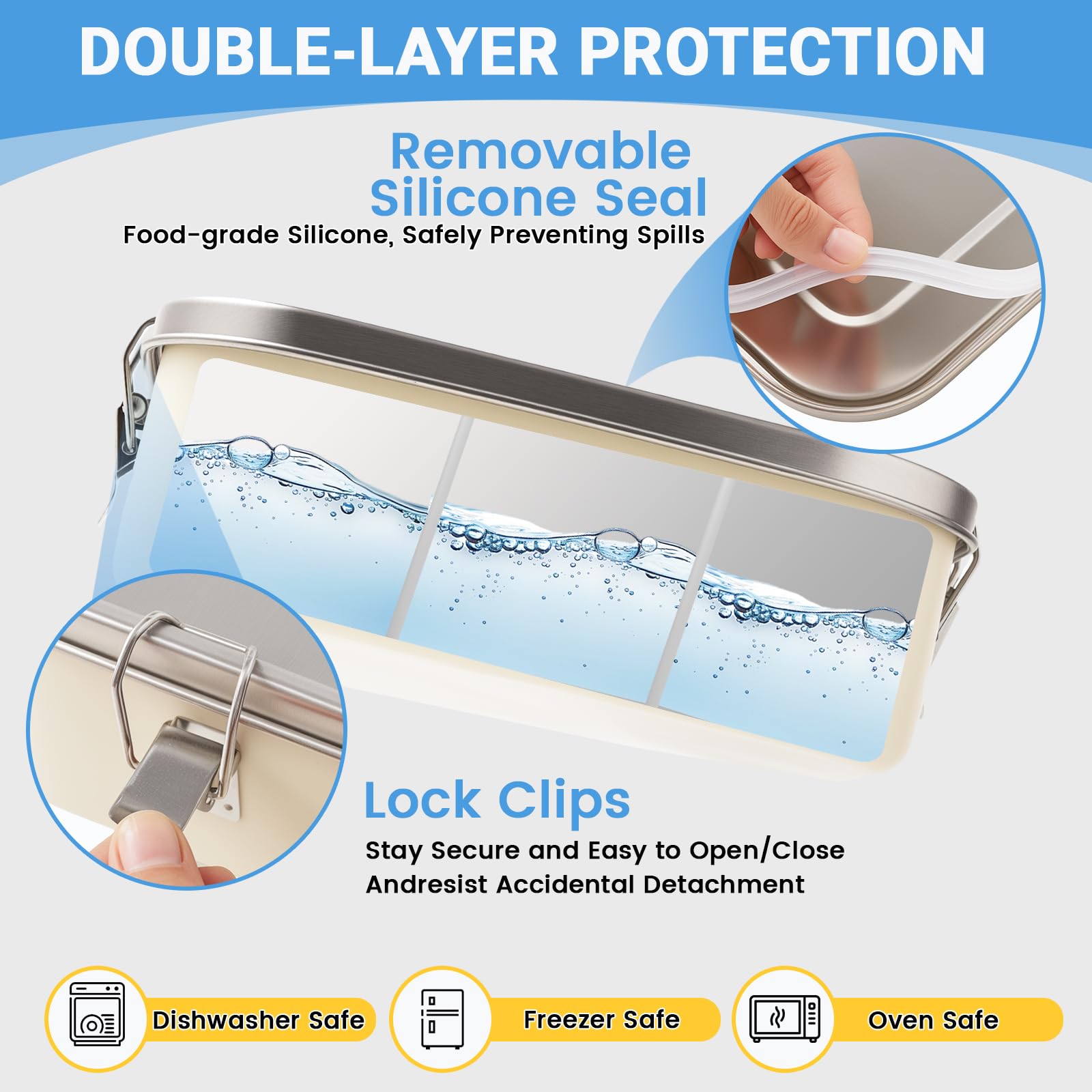 SUTETLW easy-clean bento box, dishwasher-safe for quick cleanup.