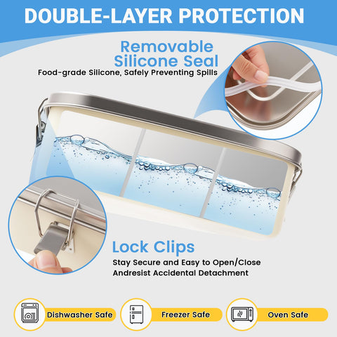 SUTETLW easy-clean bento box, dishwasher-safe for quick cleanup.