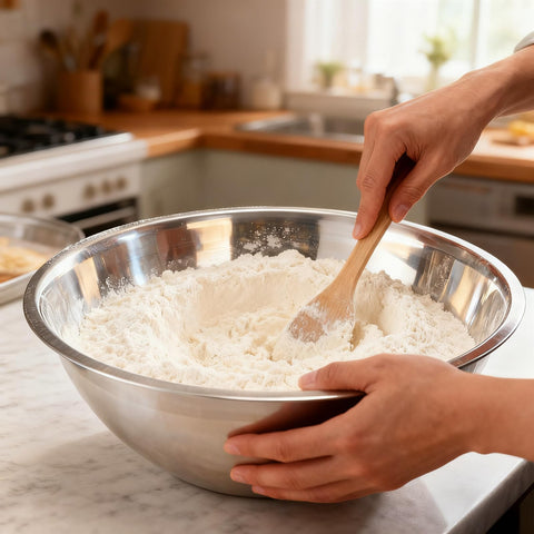 Suwimut bowls feature a flat bottom and stackable design for space saving.