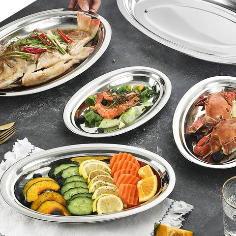 Suwimut heavy-duty stainless steel platter withstands daily use