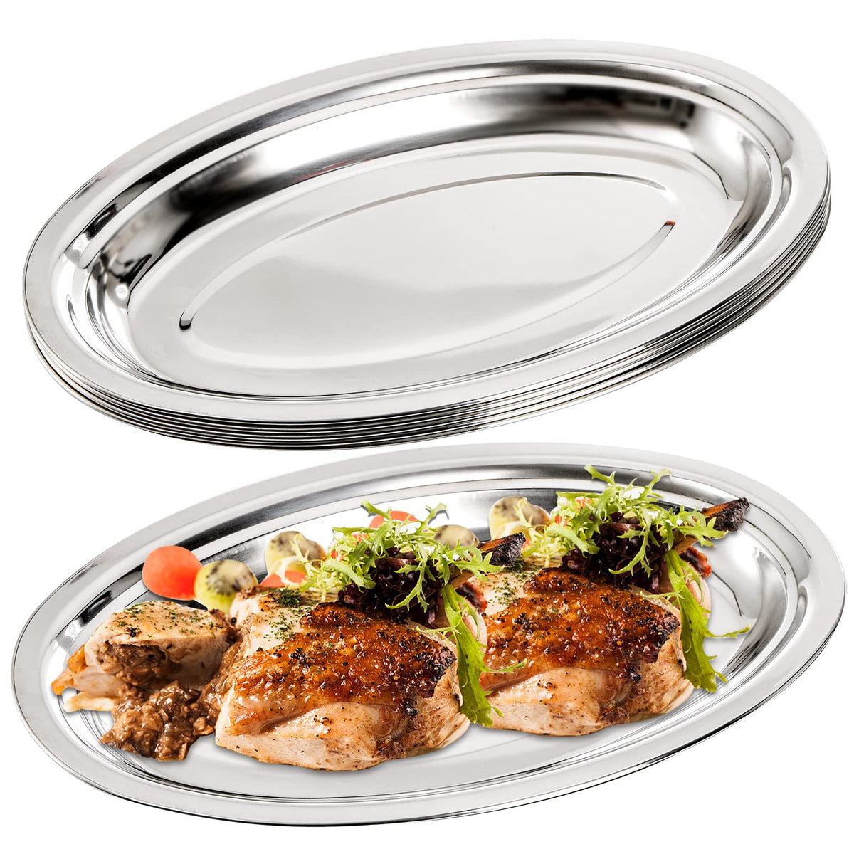 Suwimut oval platter 14-inch with a mirror finish for elegant presentation of appetizers