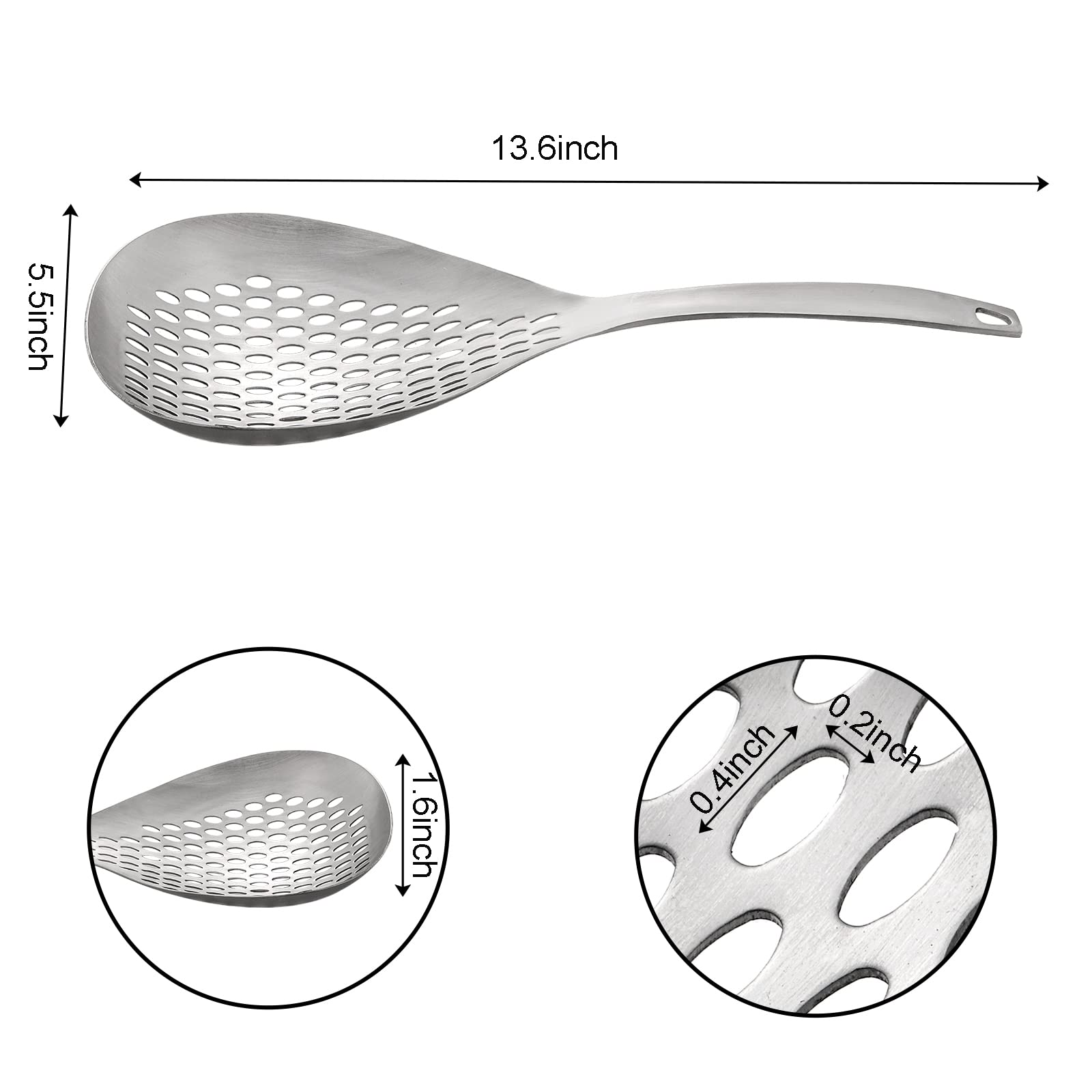 Suwimut slotted scoop wide holes for quick drainage and safe handling.
