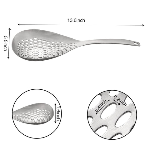 Suwimut slotted scoop wide holes for quick drainage and safe handling.