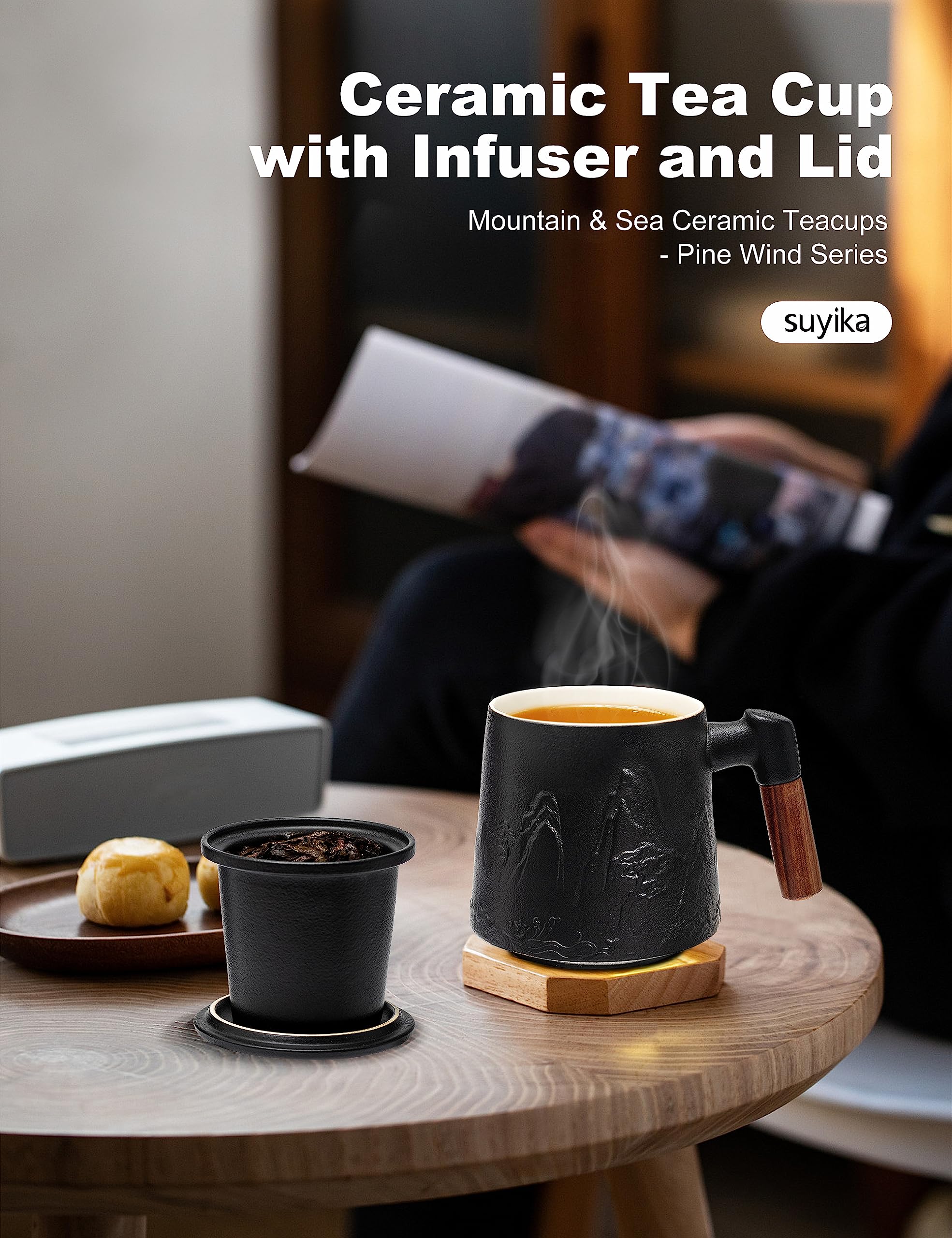 Suyika tea cup with infuser keeps loose leaf flavors contained and easy to remove
