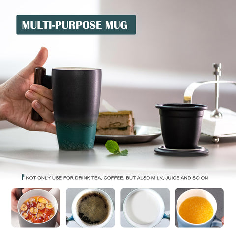 Suyika lid doubles as coaster to protect surfaces and keep tea warm