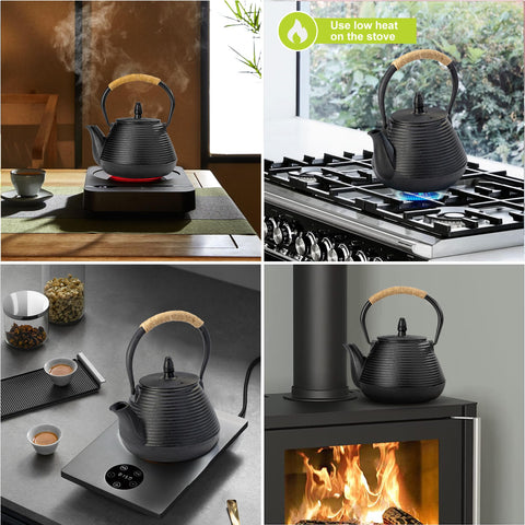 Suyika teapot pouring tea into a cup with balanced spout.